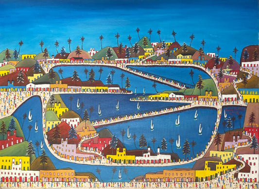 Prefete Duffaut (1923-2012) 30"x40" Ciudad Imaginaria 1981 Óleo sobre Lienzo #1MFN