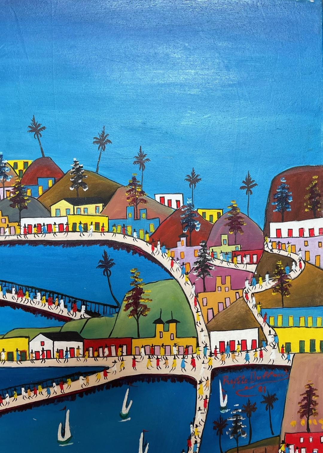Prefete Duffaut (1923-2012) 40"x30" Ciudad Imaginaria 1988 Óleo sobre Lienzo #2MFN