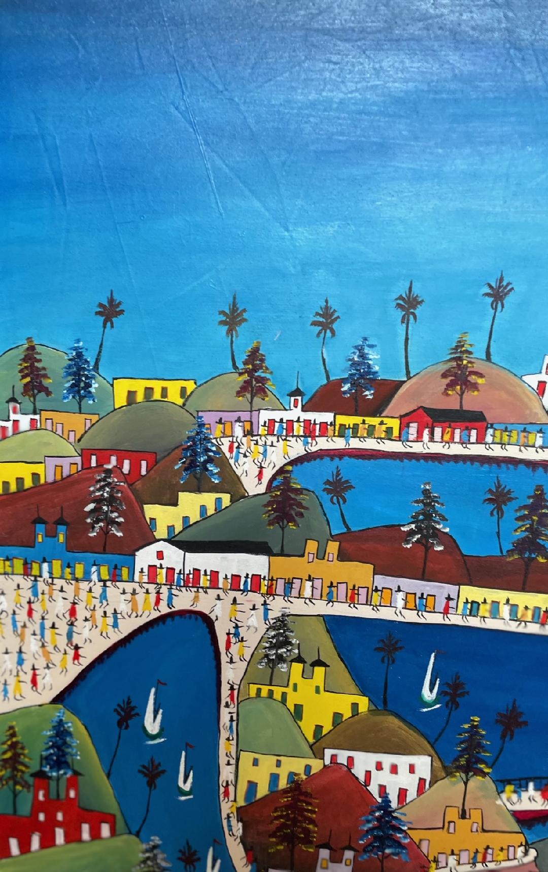 Prefete Duffaut (1923-2012) 40"x30" Ciudad Imaginaria 1988 Óleo sobre Lienzo #2MFN