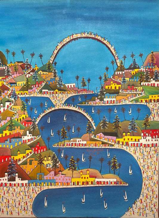 Prefete Duffaut (1923-2012) 40"x30" Ciudad Imaginaria 1988 Óleo sobre Lienzo #2MFN