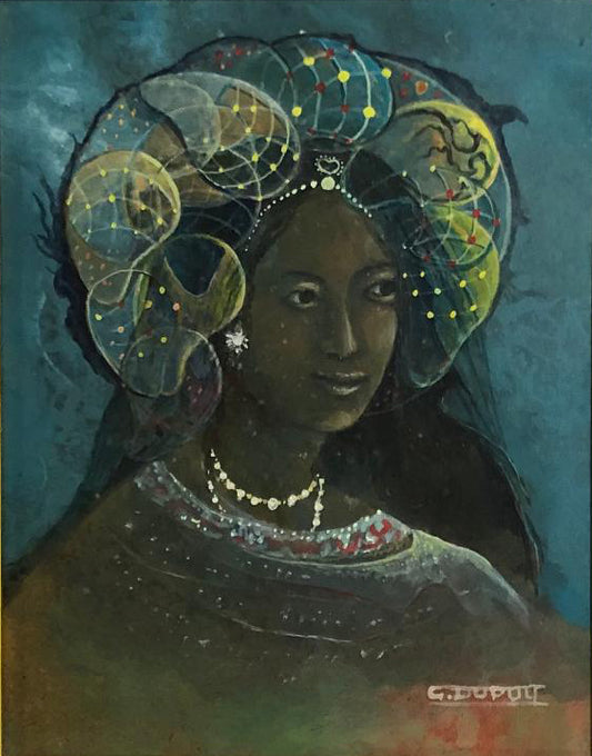 G. Dupuy 7"x6" Retrato de mujer Óleo sobre Masonite Enmarcado #1FC