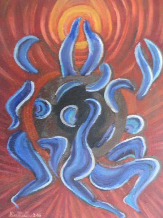 Micheline Dusseck 18.5" x 13" Bailarines Óleo sobre lienzo #9CMD