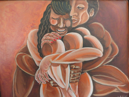 Micheline Dusseck 30" x 24" Amantes Óleo sobre lienzo #3CMD