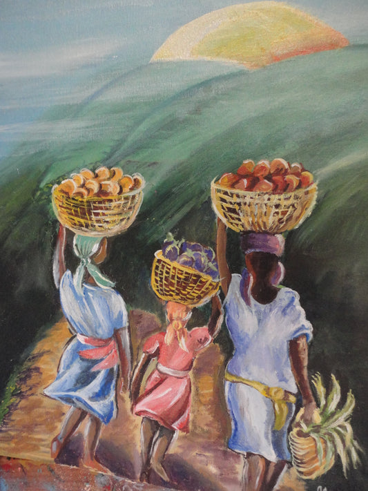 Micheline Dusseck 18"x 15" Countrywoman Óleo a bordo #10CMD