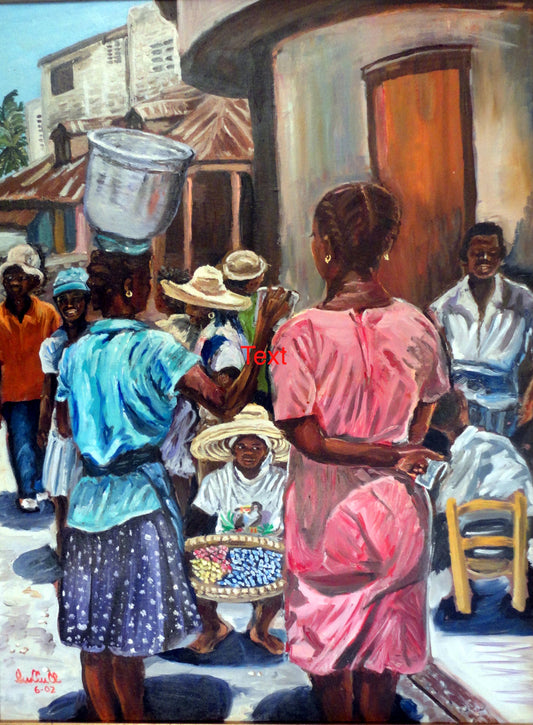 Micheline Dusseck 24" x 18.50" Comerciante de agua Óleo sobre lienzo #8CMD