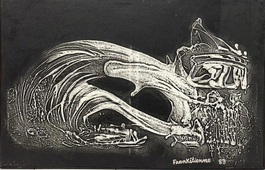 Franck Etienne 26"x40" Blanco y negro 1983 Acrílico sobre lienzo #2GN-HA