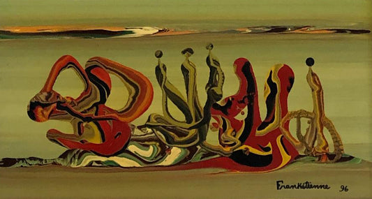 Franck Etienne - Franketienne 9"x16" Siluetas 1996 Acrílico sobre Masonite Enmarcado #1FC