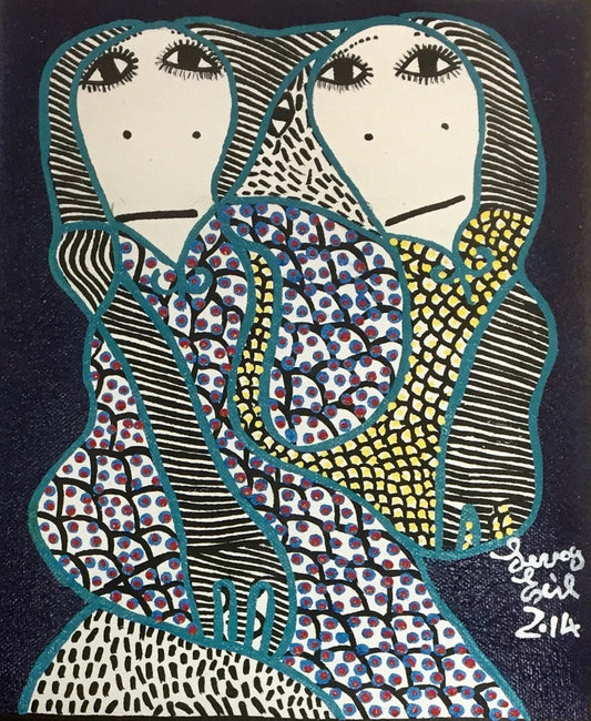 Levoy Exil 10"x8" Dos espíritus caricias 2014 Acrílico sobre lienzo #2MFN