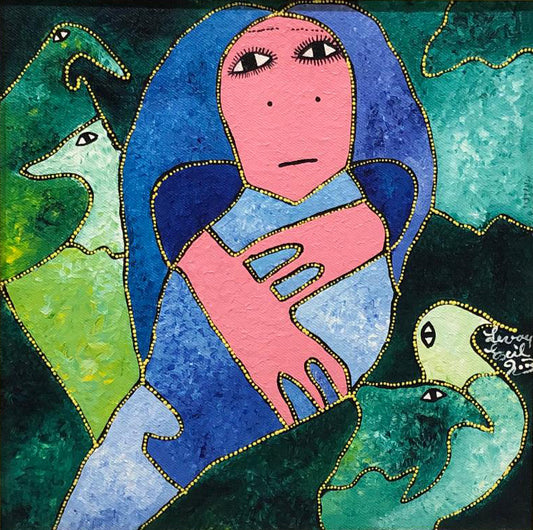 Levoy Exil 12"x12" Blue Spirit 2003 Acrílico sobre lienzo Enmarcado #1FC