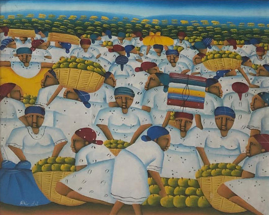 Feristol 20"x24" Mercado Óleo sobre lienzo Enmarcado #1FC