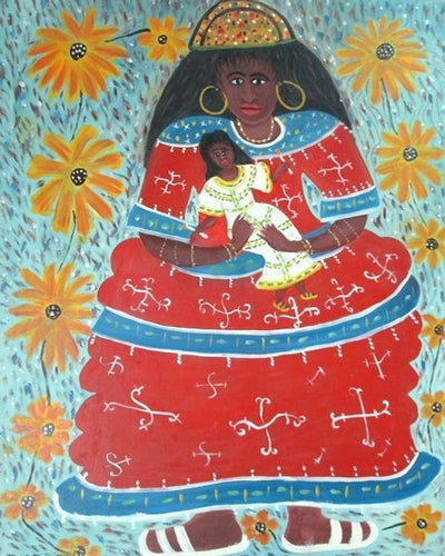 Gerard Fortune 40"x30" Erzulie Dantor Acrílico sobre lienzo #J116