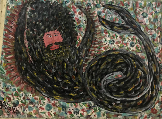 Gerard Fortune 30"x40" Hombre/Ballena Acrílico sobre Lienzo #J94