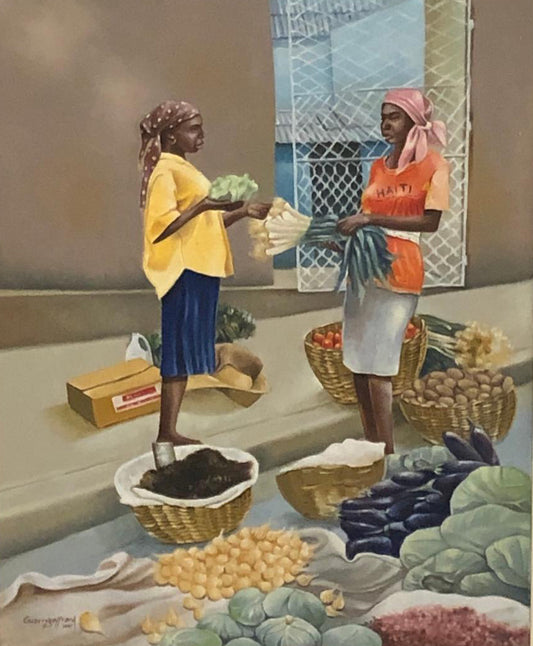 Guarrybe Geffrard 20"x16" Negociación 1997 Acrílico sobre lienzo Enmarcado #1FC