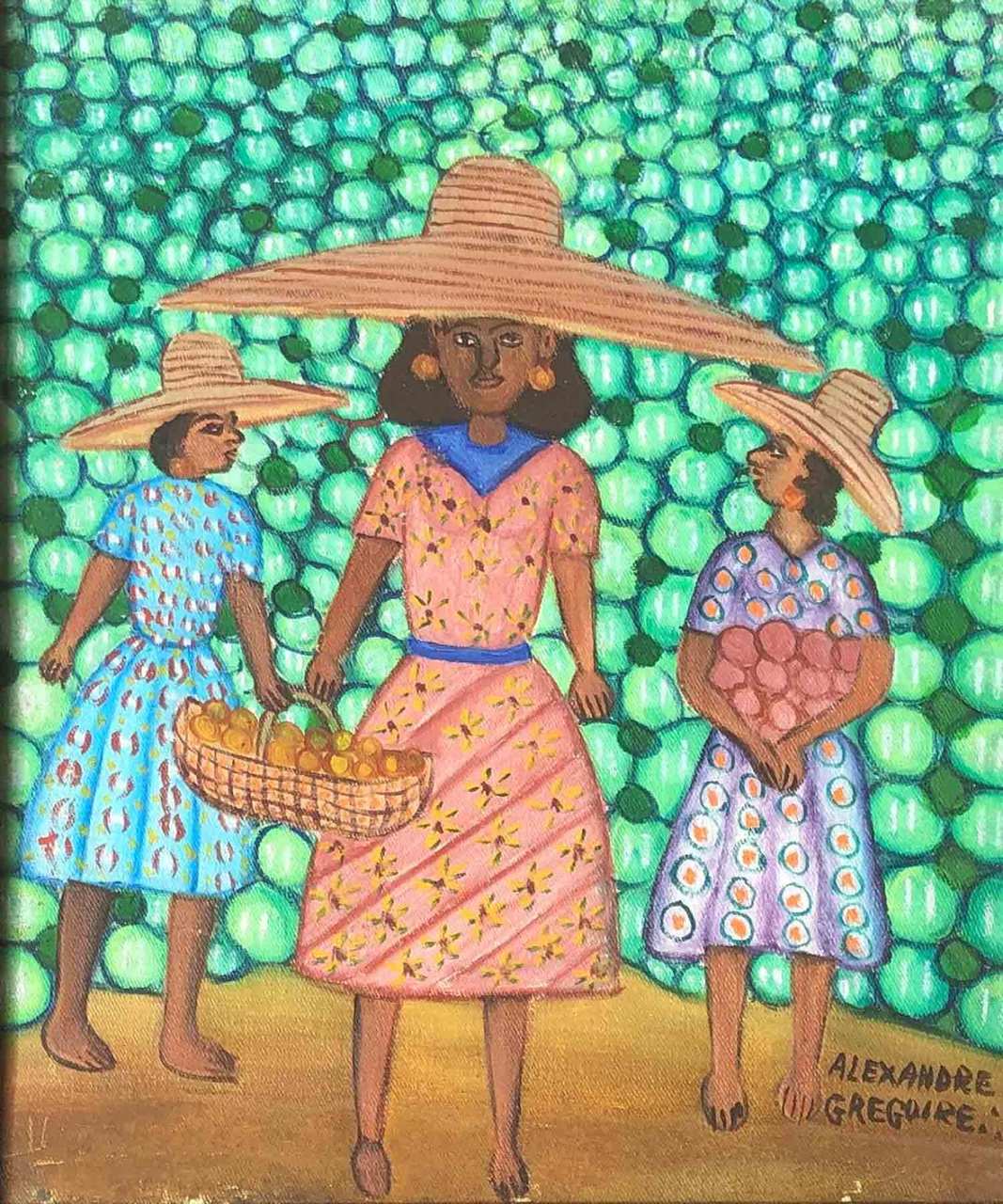 Alexandre Gregoire (1922-2001) 16"x12" Tres damas Óleo sobre lienzo #18-2-95MFN