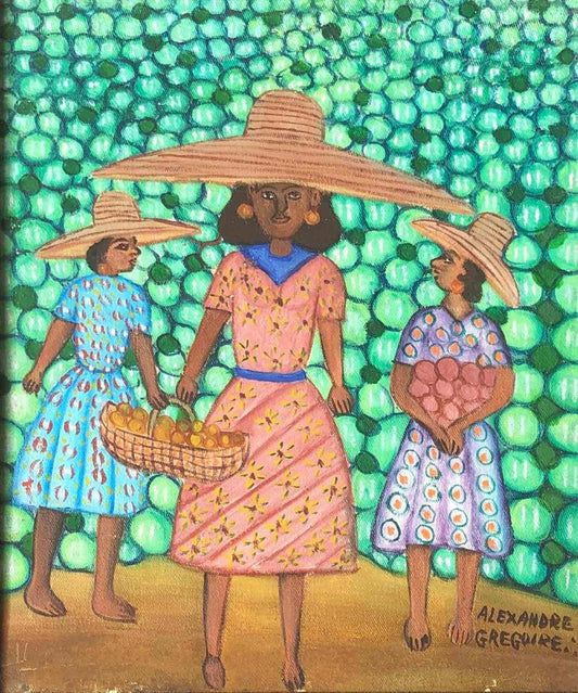 Alexandre Gregoire (1922-2001) 16"x12" Tres damas Óleo sobre lienzo #18-2-95MFN