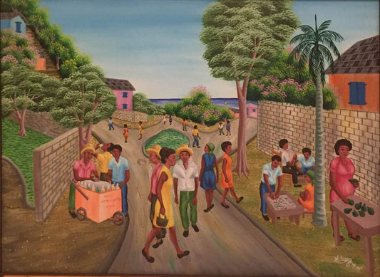 Jacques-Lionel Henry 36"x48" Vida diaria Óleo sobre lienzo #1BMC-NY