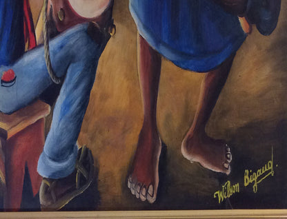 Wilson Bigaud (1931-2010) 24"x24" "Voodoo Dance" c1970 Aceite original a bordo #5-2-95MFN