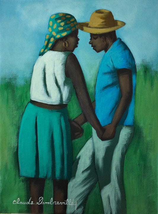 Claude Dambreville 16"x12" "Los amantes" Acrílico sobre lienzo #11-12-12MFN