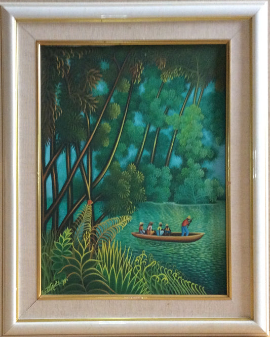 Eric Jean-Louis 16"x12" Junto al río Óleo sobre lienzo #3-2-95MFN