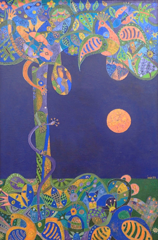 IRIS, Genevieve Lahens Esper 60"x40" el Árbol de Vie 1997 Acrylic on Canvas #2EB- SOLD