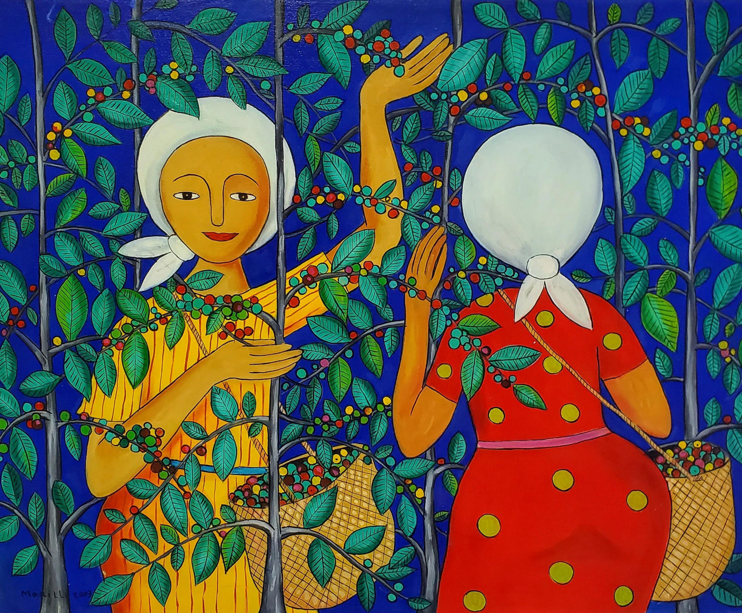 Jose Morillo 24"x30" Los Recolectores de Café 2009 Acrílico sobre Lienzo #12JM-DR