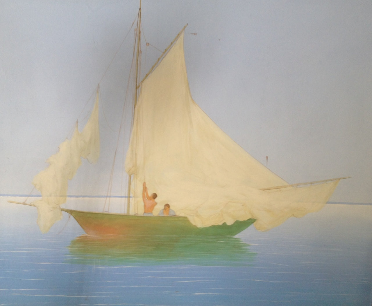 Juan Plutarco Andújar (1931-1995) 50" x 60" Marina Óleo sobre Lienzo #9FN