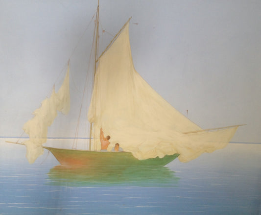Juan Plutarco Andújar (1931-1995) 50" x 60" Marina Óleo sobre Lienzo #9FN
