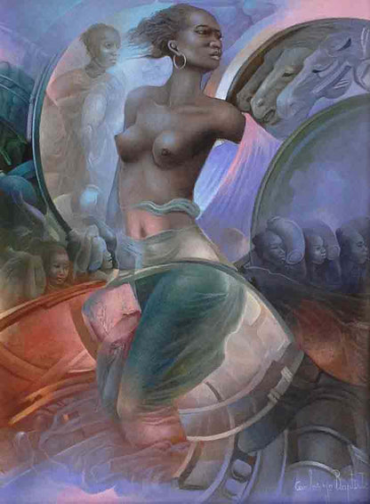 Carlos Jn-Baptiste 16"x12" Desnudo después del Terremoto Óleo sobre Lienzo #2105GN-HA