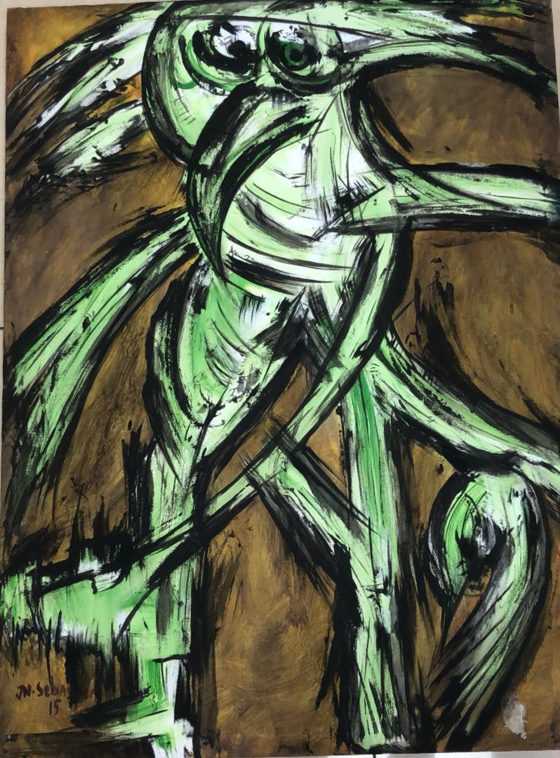 Sebastien Jean (1980-2020) 38"x29" Sin título 2015 Acrílico sobre lienzo #1KC-HA