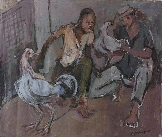 Carlo Jn-Jacques (1943-1990) 20"x24" Gaguerre Acrílico sobre lienzo #1EB