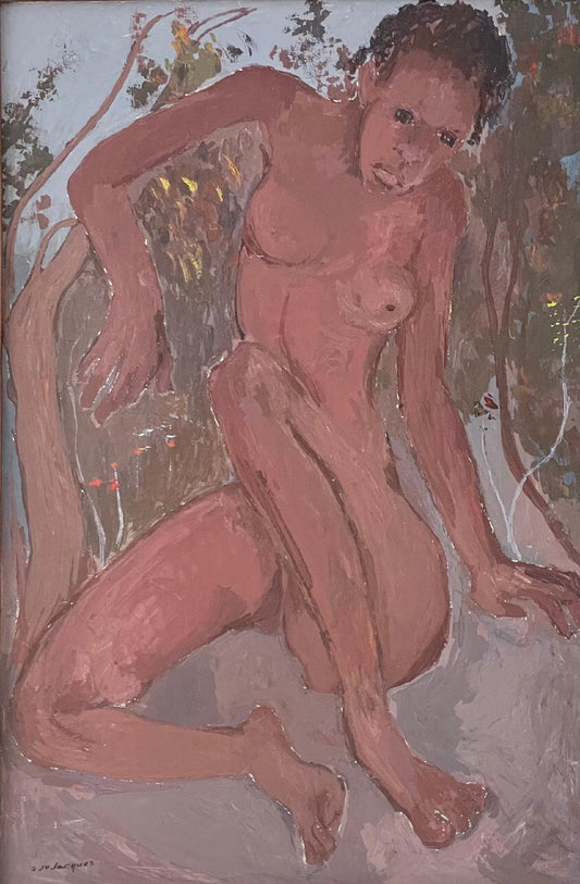 Carlo Jn-Jacques (1943-1990) 36"x24" Acrílico desnudo sobre lienzo #1GSN-MIA