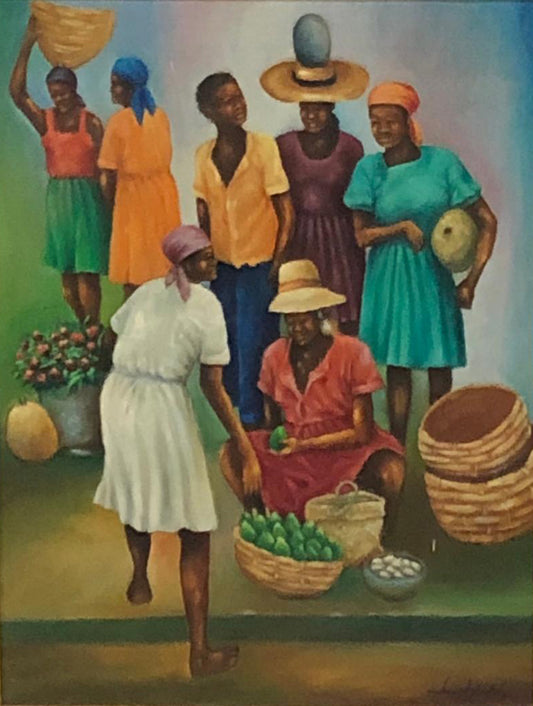 Fazal Joseph 16"x12" Comerciantes Óleo sobre lienzo Enmarcado #1FC