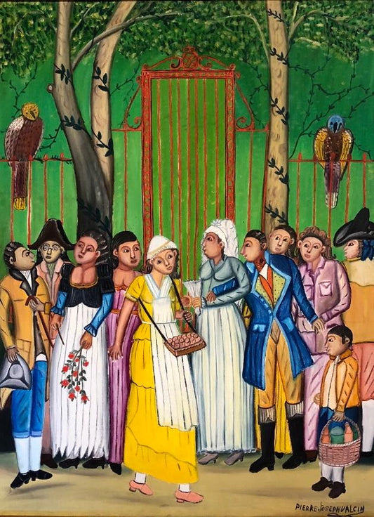Pierre-Joseph Valcin (1925-2000) 20"x34" La fiesta Óleo sobre lienzo #1HK