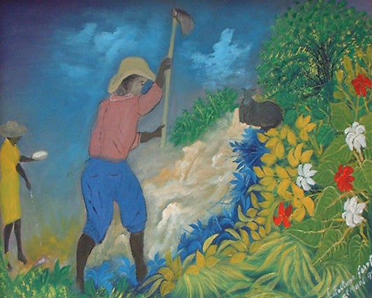Lafortune Felix (1933-2016) 16"x24" El Obrero 2000 Acrílico sobre Lienzo #J6