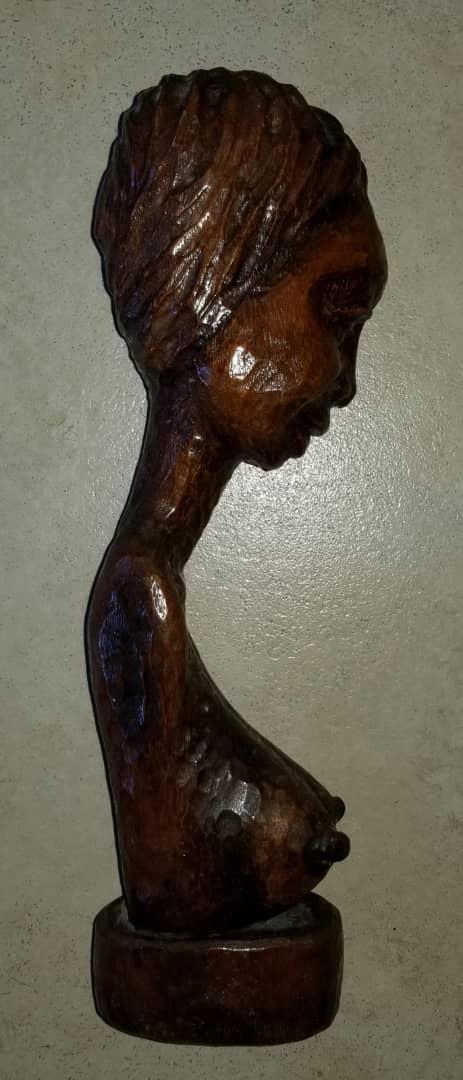 Georges Laratte 13"x4"x3" Lady Profile Estatua tallada en madera #5JN-HA
