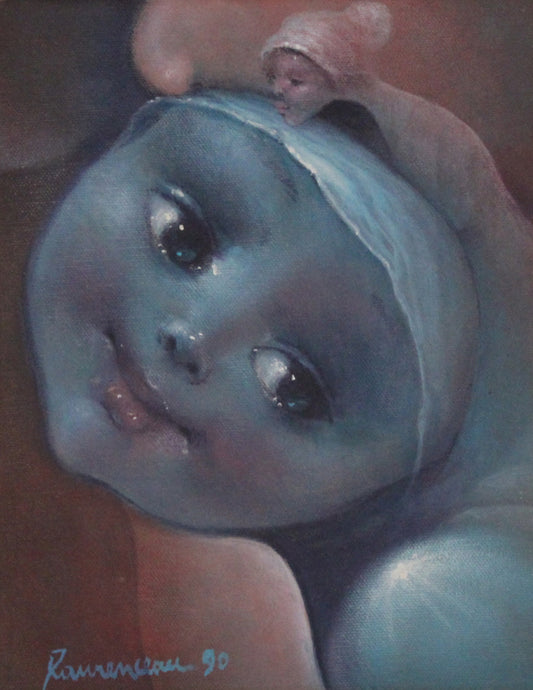 Lyonel Laurenceau 10"x8" Ángel guardián/Ange Gardien 1990 Acrílico sobre lienzo #44-3-96MFN