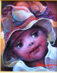 Lyonel Laurenceau 10"x8" Niño de Haití 2006 Acrílico sobre lienzo #4MFN