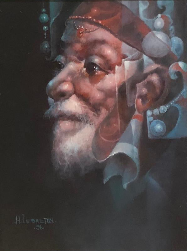 Hervé Lebreton 16"x12" L'Interrogation 1996 Acrílico sobre lienzo Enmarcado #3FC