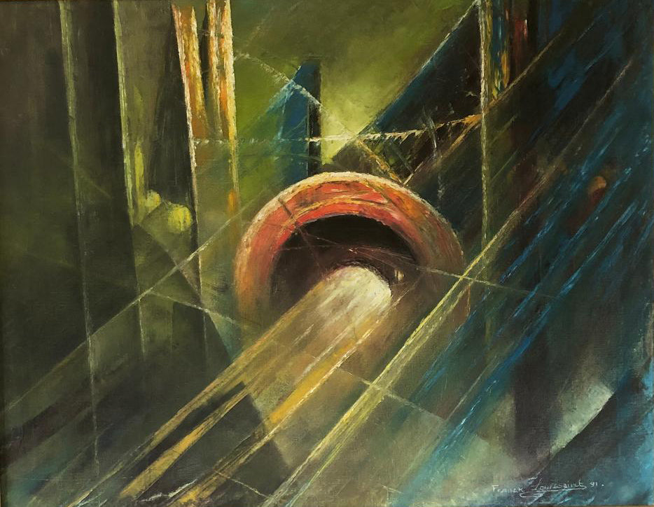 Franck Louissaint (1949-2021) 24"x30" Resumen 1991 Óleo sobre lienzo Enmarcado #2FC