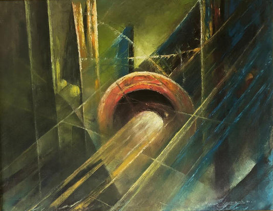 Franck Louissaint (1949-2021) 24"x30" Resumen 1991 Óleo sobre lienzo Enmarcado #2FC