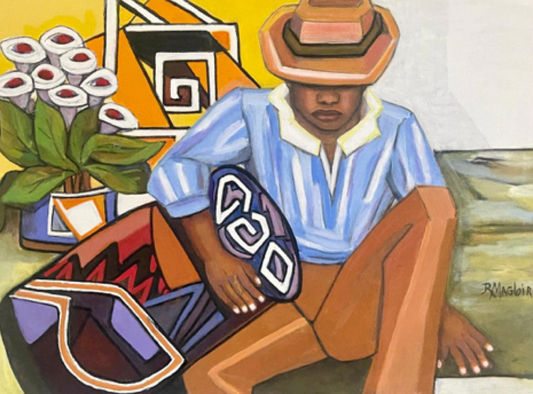 Rolande Magloire 30"x40" El baterista II 2021 Óleo sobre lienzo #4RM