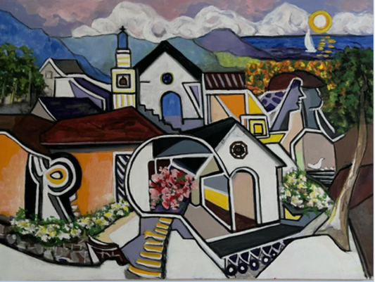Rolande Magloire 30"x40" El pueblo 2021 Óleo sobre lienzo #5RM