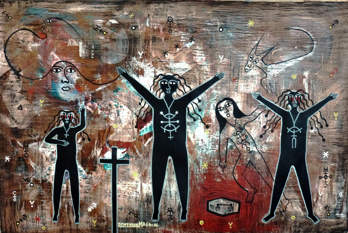 Stivenson Magloire (1963-1994) 30"x24" Allegorie Justice 1993 Acrílico sobre lienzo #1EB