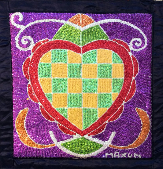 Maxon Scylla 26"x25" Erzulie Freda 2017 Bandera de vudú con lentejuelas y cuentas en satén #11MFN