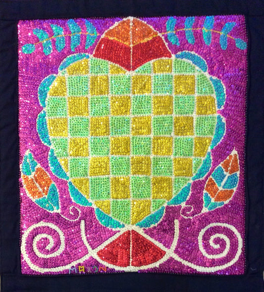 Maxon Scylla 27"x24" Erzulie Dantor 2017 Bandera de vudú con lentejuelas y cuentas en satén #12MFN