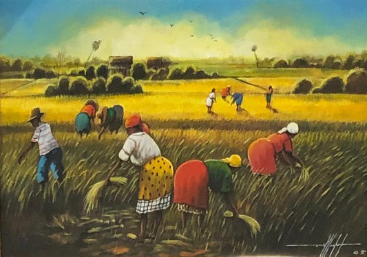 Simeon Michel 12"x16" En los campos 2005 Óleo sobre lienzo #2FC