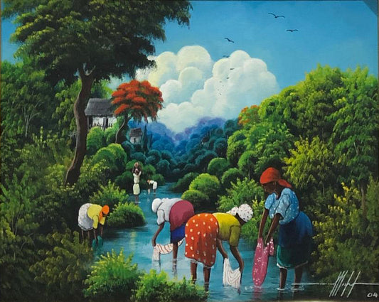 Simeon Michel 16"x20 Las arandelas Óleo sobre lienzo Enmarcado #1FC