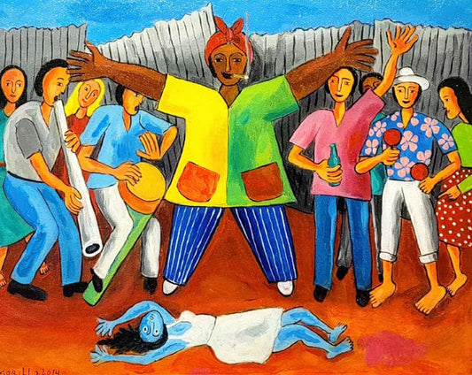 José Morillo 16"x20" Vodou Ceremony 2022 Unframed Acrylic on Canvas Painting #30JM