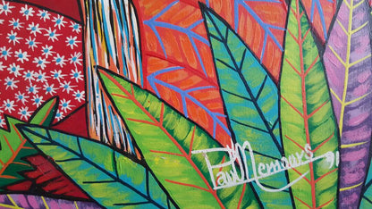 Paul Nemours 36"x48" Gallos 1991 Óleo sobre lienzo #1JN-HA