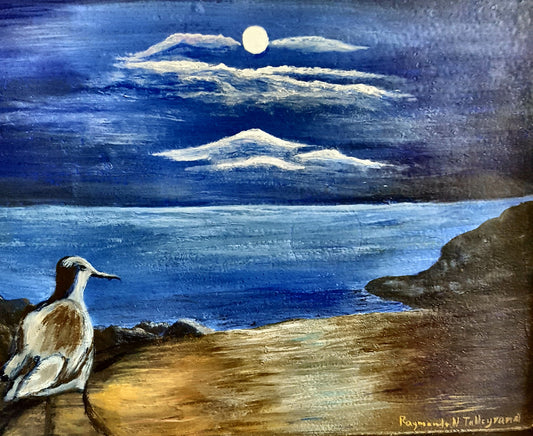 Raymonde Talleyrand 25.5"x17.5" Gaviota Nocturna 2017 Acrílico sobre Madera (Bandeja) #1